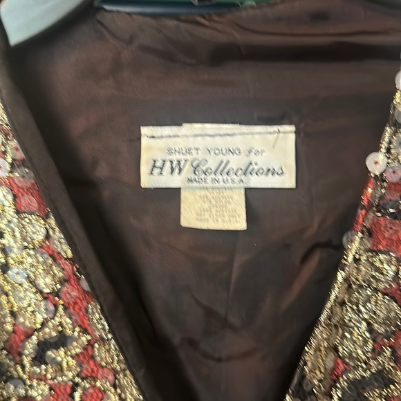 VINTAGE Gold Sequined Jacket Size 9/10 BY Shuet Young for HW Collections - Picture 2 of 4